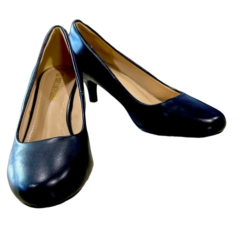Dream pairs luvly  black faux leather size 10 2.5@ kitten heels padded insoles